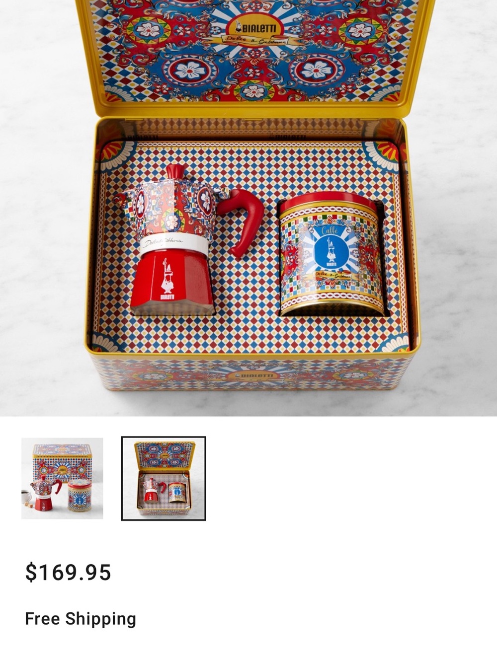 Bialetti Red D&G Decorative French press & Coffee Tin Gift Set